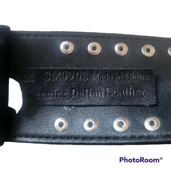 Black Suede Leather Studded Belt 39\